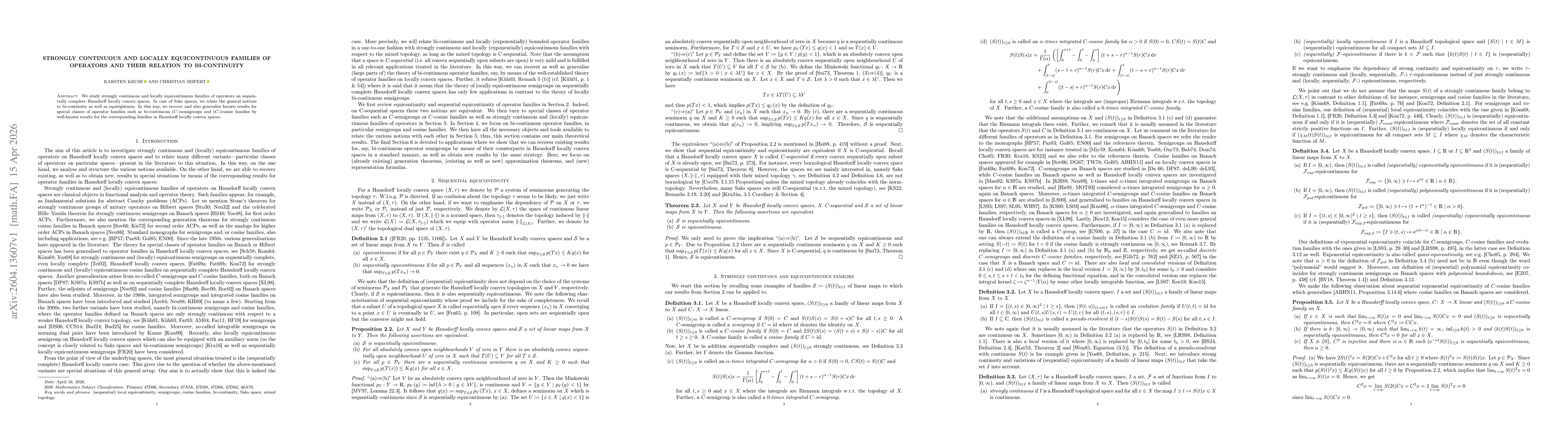 Thumbnail for Strongly continuous and locally equicontinuous families of operators and their relation to bi-continuity