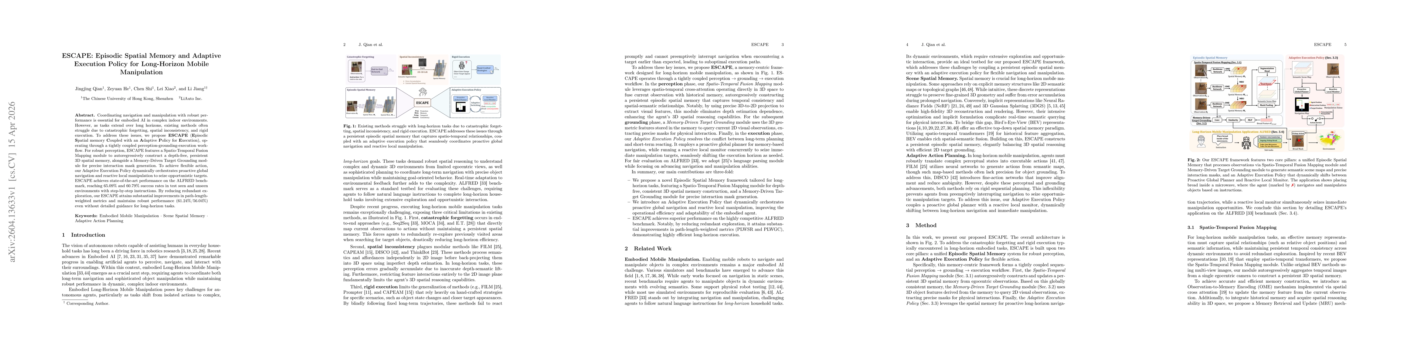 Thumbnail for ESCAPE: Episodic Spatial Memory and Adaptive Execution Policy for Long-Horizon Mobile Manipulation