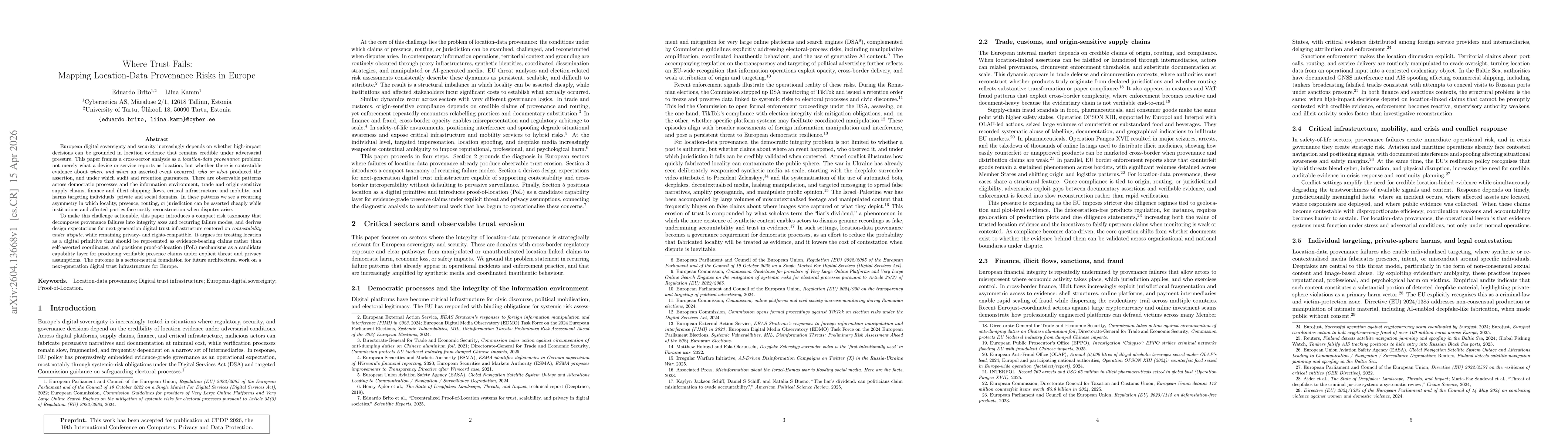 Thumbnail for Where Trust Fails: Mapping Location-Data Provenance Risks in Europe