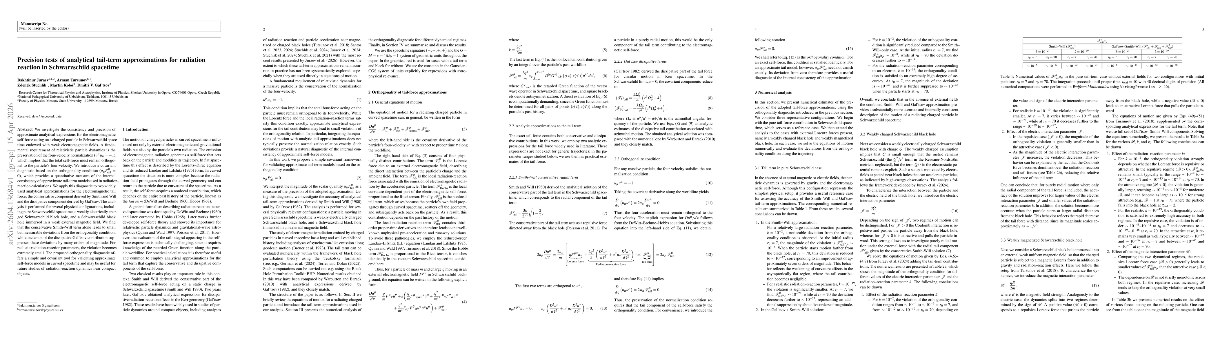 Thumbnail for Precision tests of analytical tail-term approximations for radiation reaction in Schwarzschild spacetime