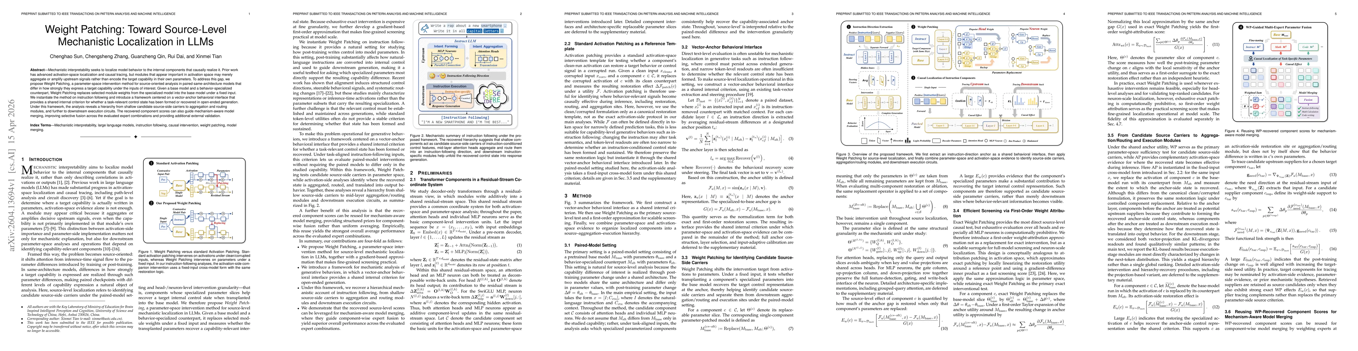 Thumbnail for Weight Patching: Toward Source-Level Mechanistic Localization in LLMs