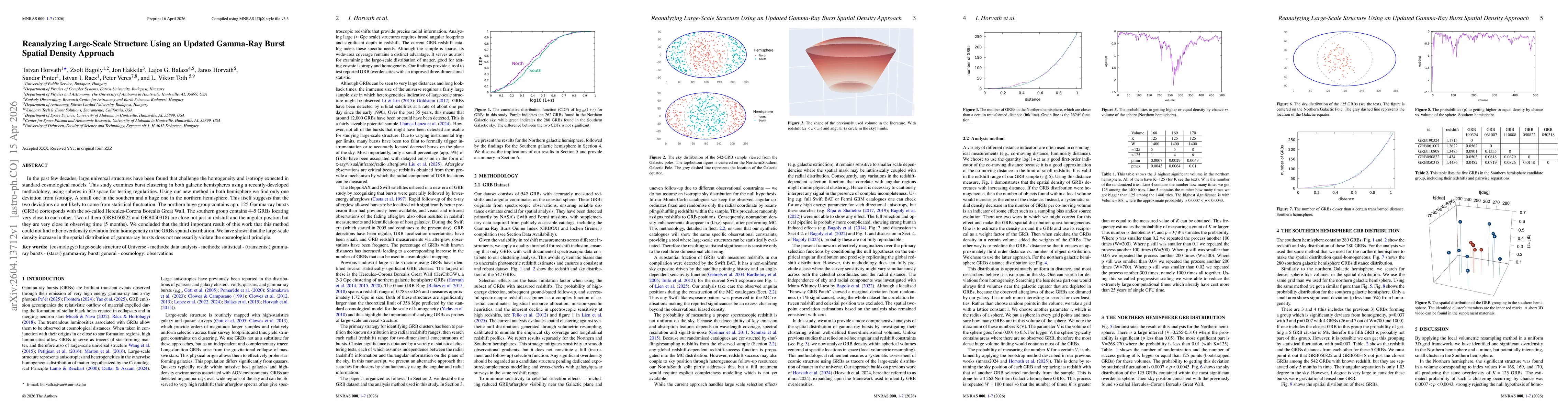 Thumbnail for Reanalysing large-scale structure using an updated gamma-ray burst spatial density approach