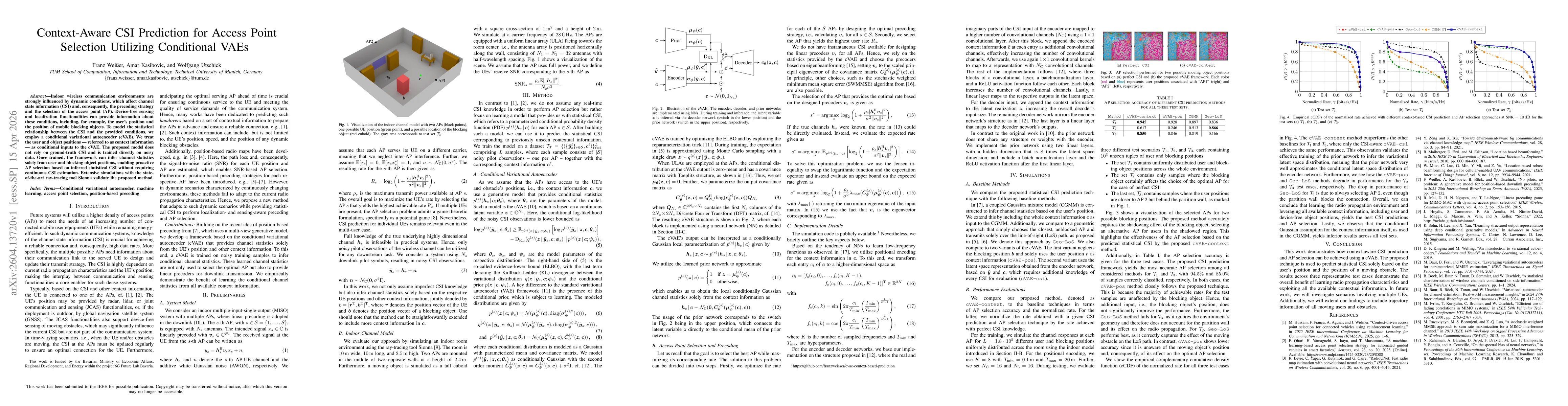 Thumbnail for Context-Aware CSI Prediction for Access Point Selection Utilizing Conditional VAEs