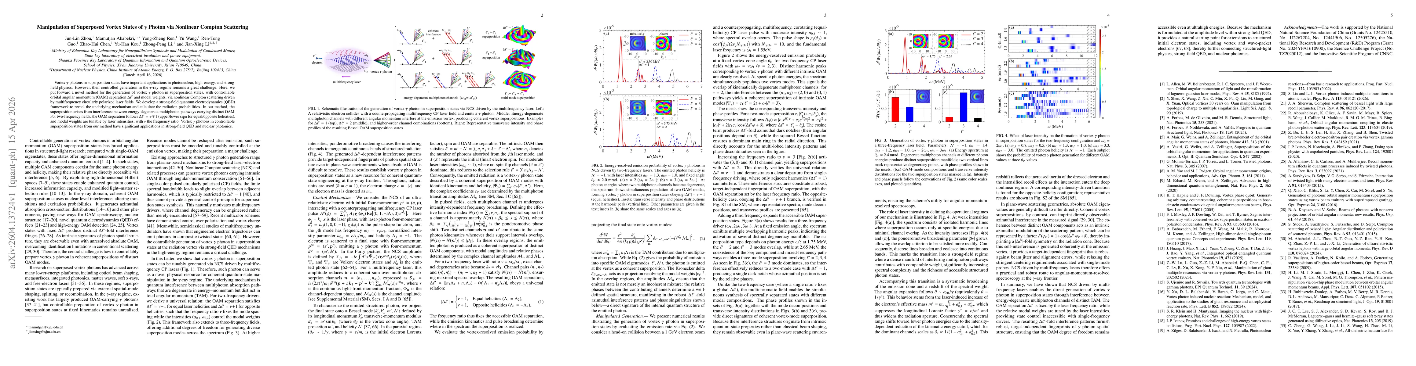 Thumbnail for Manipulation of Superposed Vortex States of $γ$ Photon via Nonlinear Compton Scattering