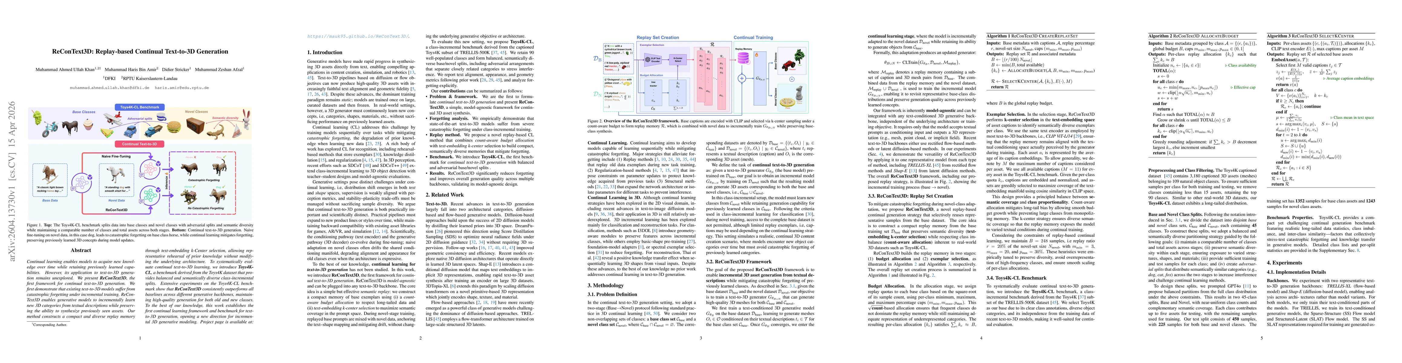 Thumbnail for ReConText3D: Replay-based Continual Text-to-3D Generation