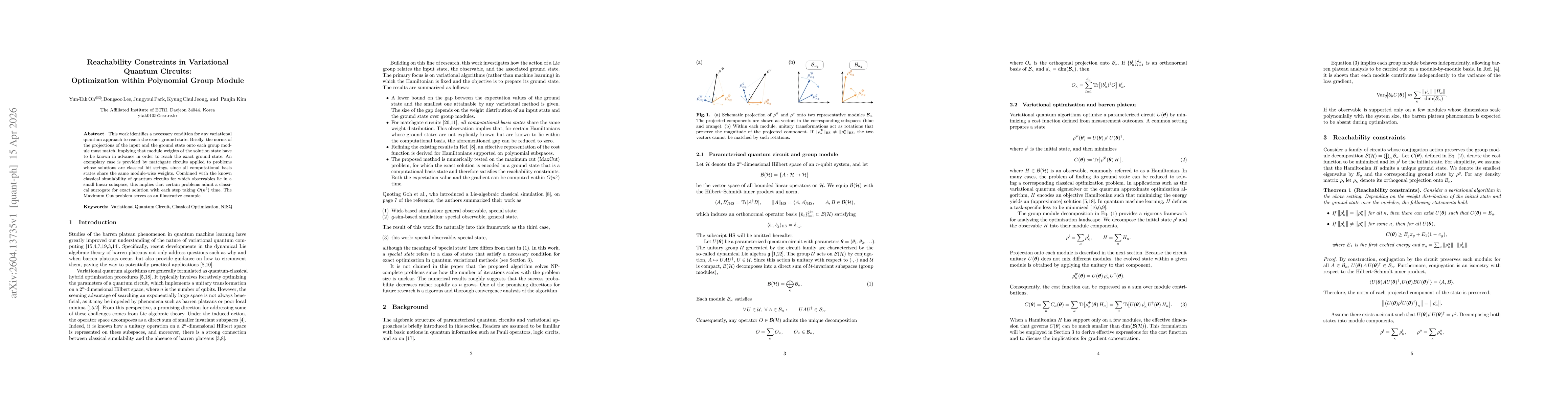 Thumbnail for Reachability Constraints in Variational Quantum Circuits: Optimization within Polynomial Group Module