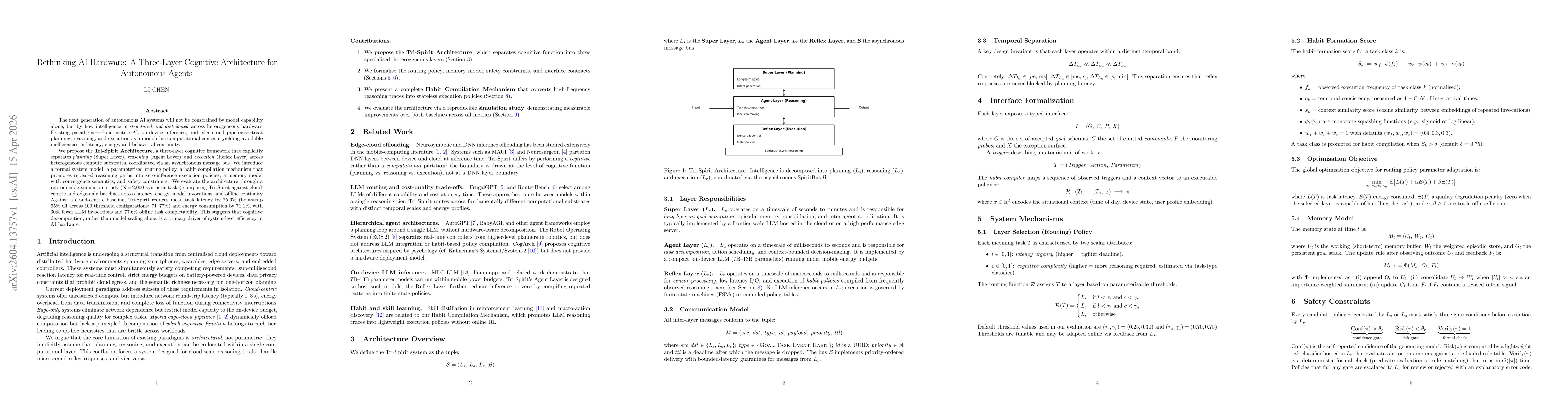Thumbnail for Rethinking AI Hardware: A Three-Layer Cognitive Architecture for Autonomous Agents