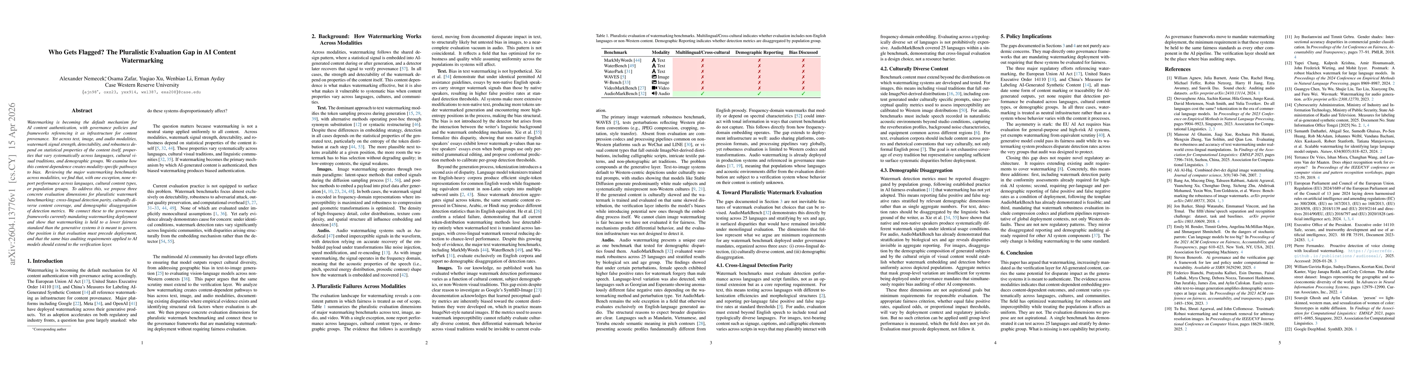 Thumbnail for Who Gets Flagged? The Pluralistic Evaluation Gap in AI Content Watermarking