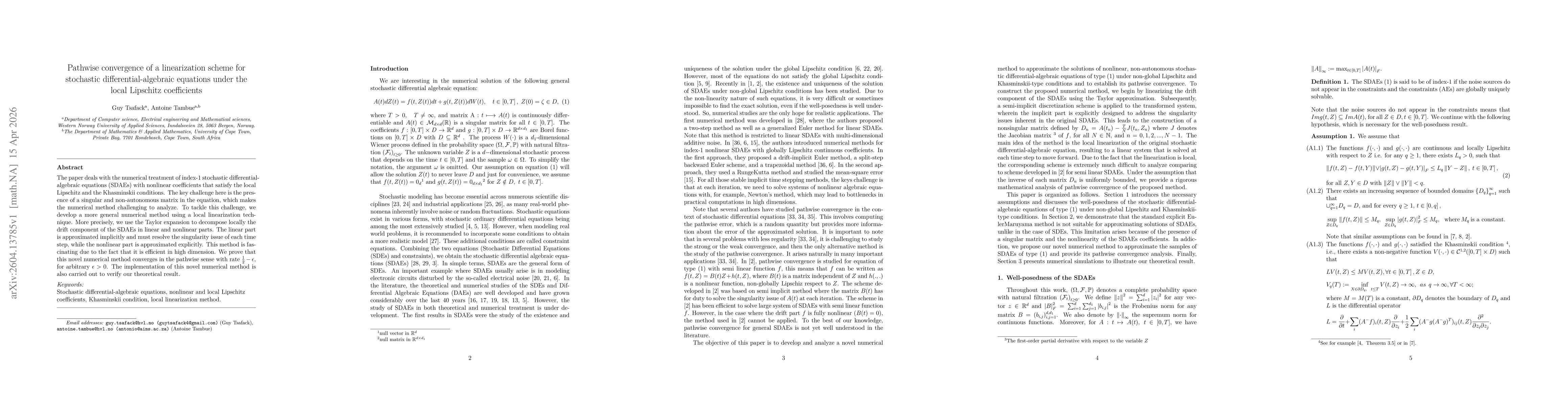 Thumbnail for Pathwise convergence of a linearization scheme for stochastic differential-algebraic equations under the local Lipschitz coefficients