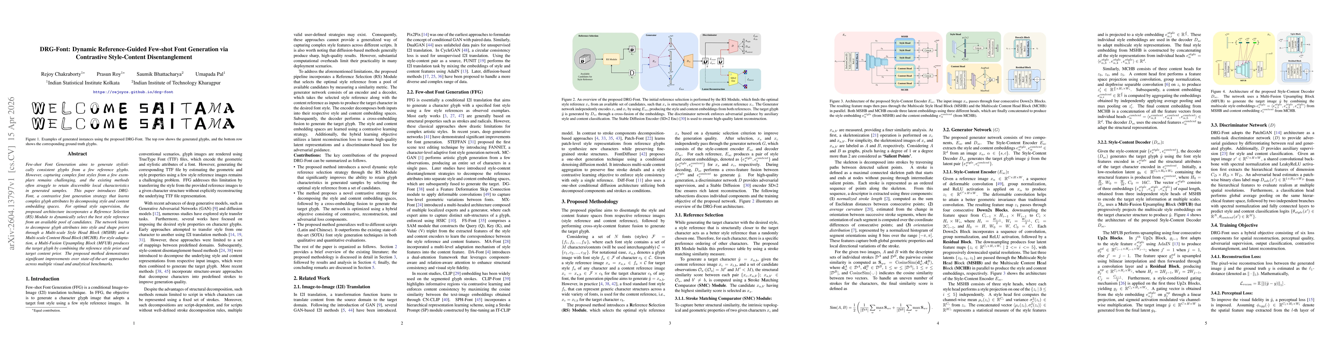 Thumbnail for DRG-Font: Dynamic Reference-Guided Few-shot Font Generation via Contrastive Style-Content Disentanglement