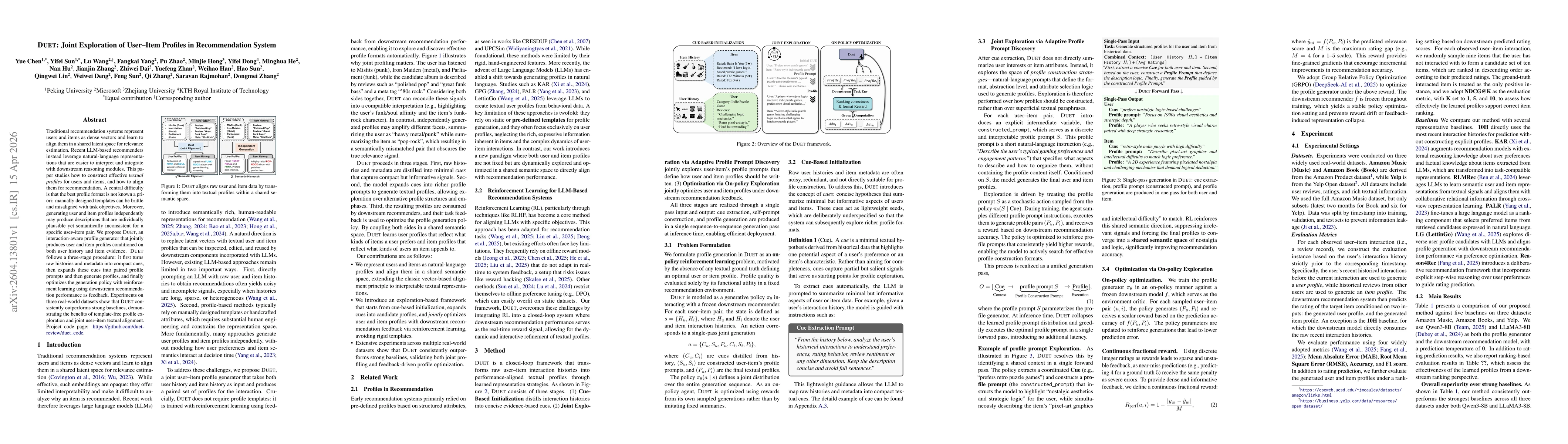 Thumbnail for DUET: Joint Exploration of User Item Profiles in Recommendation System