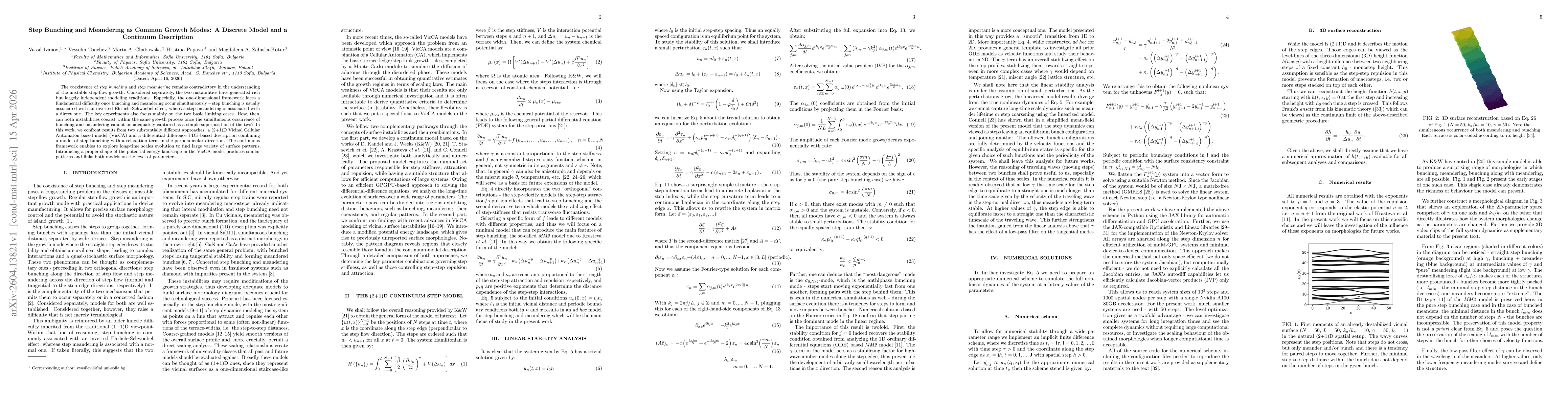 Thumbnail for Step Bunching and Meandering as Common Growth Modes: A Discrete Model and a Continuum Description