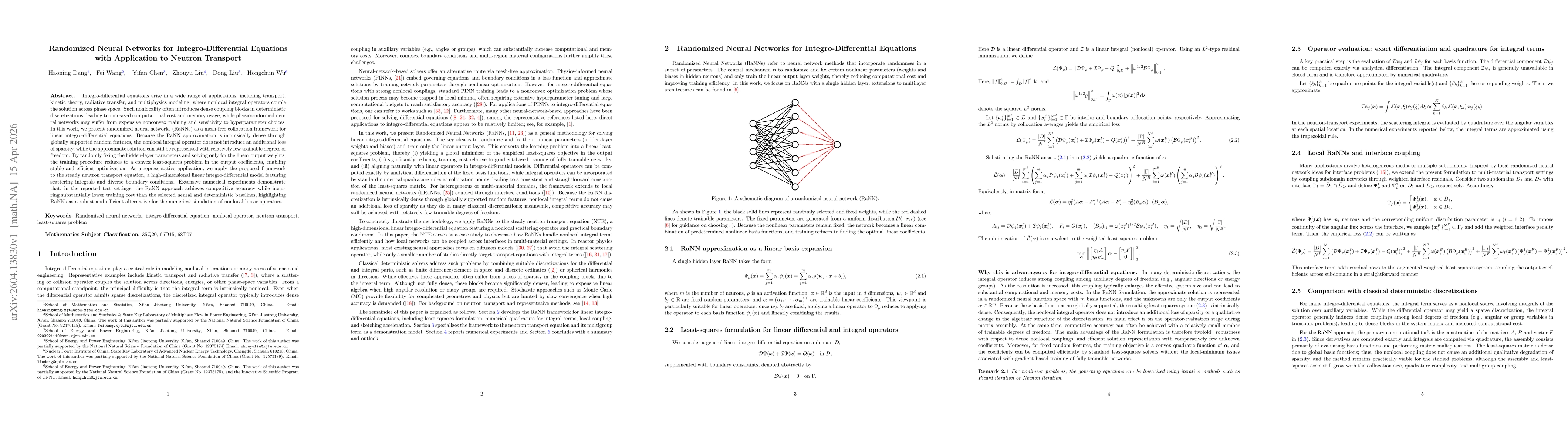 Thumbnail for Randomized Neural Networks for Integro-Differential Equations with Application to Neutron Transport