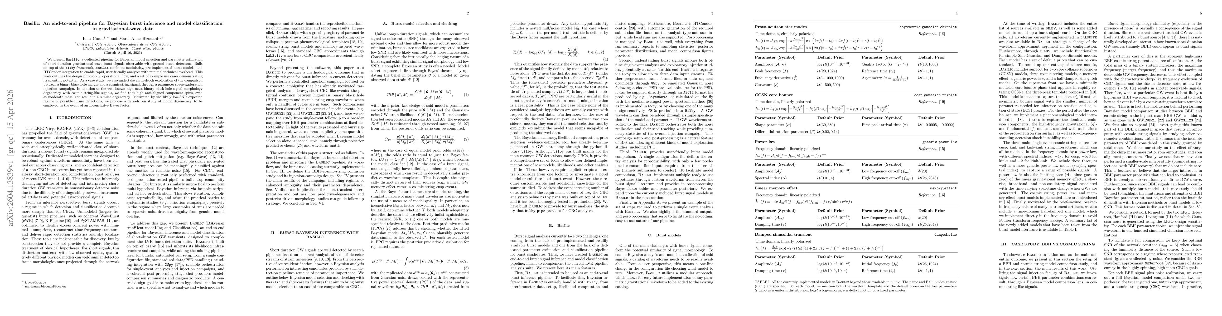 Thumbnail for Basilic: An end-to-end pipeline for Bayesian burst inference and model classification in gravitational-wave data