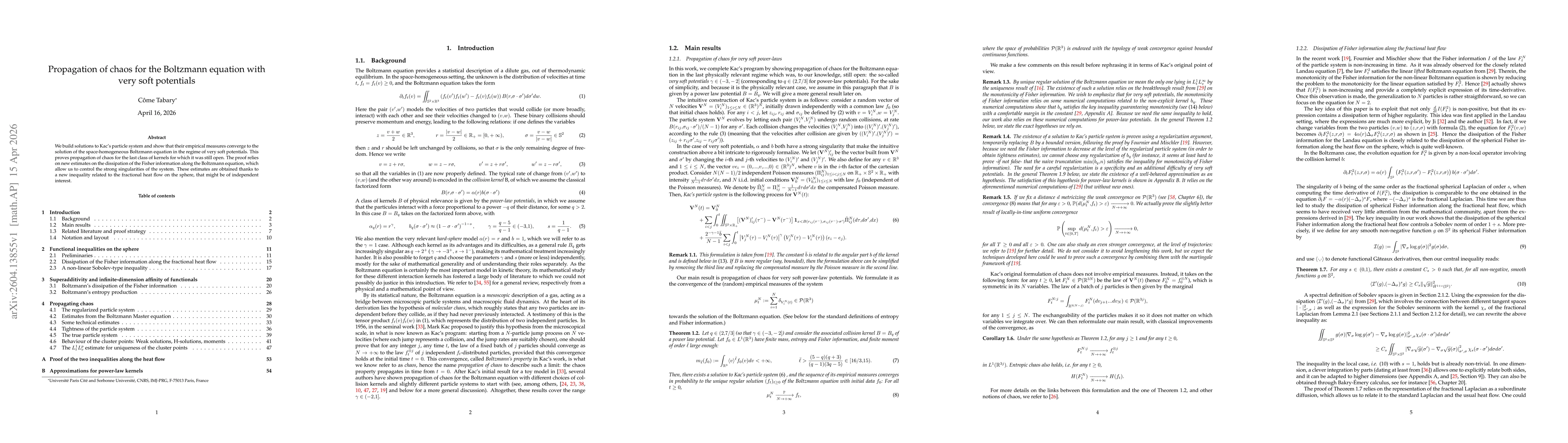 Thumbnail for Propagation of chaos for the Boltzmann equation with very soft potentials
