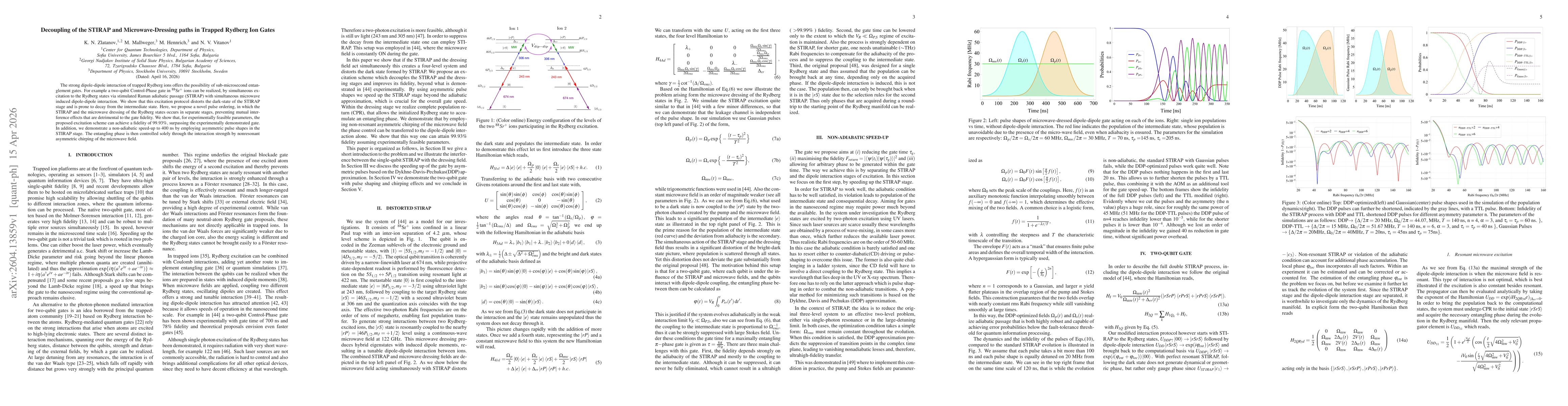 Thumbnail for Decoupling of the STIRAP and Microwave-Dressing paths in Trapped Rydberg Ion Gates