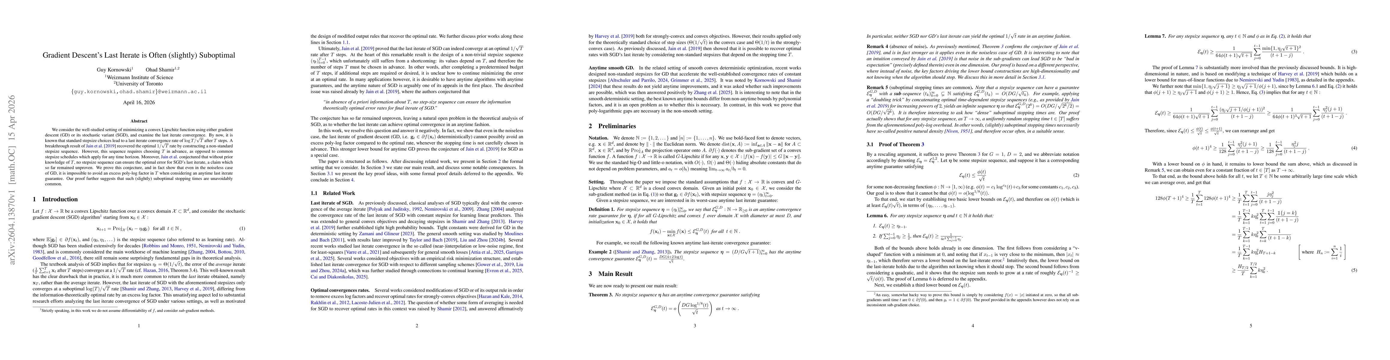 Thumbnail for Gradient Descent's Last Iterate is Often (slightly) Suboptimal