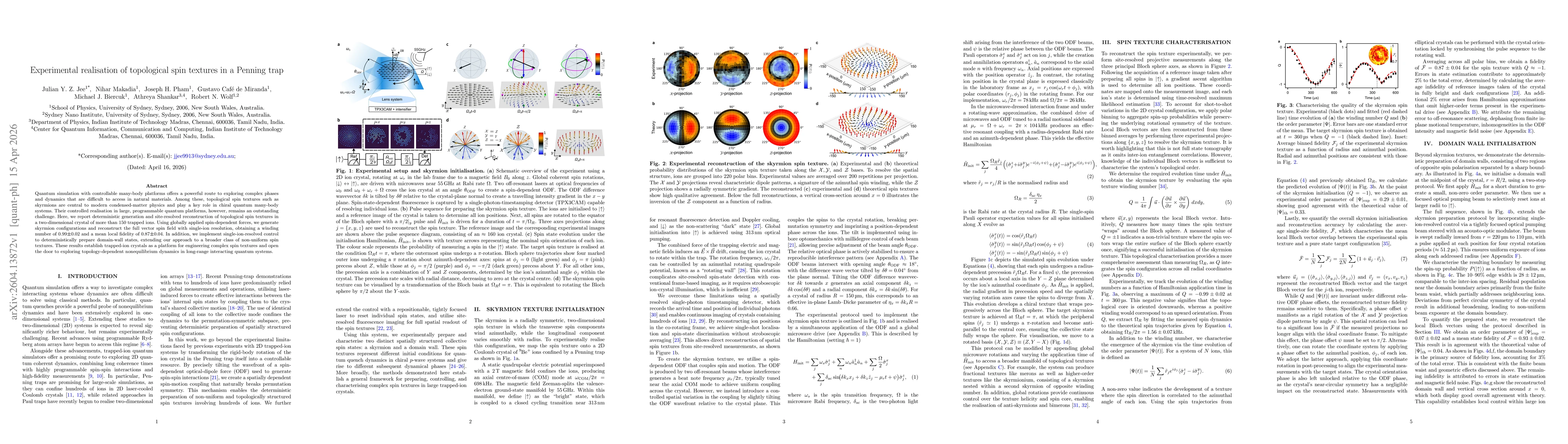 Thumbnail for Experimental realisation of topological spin textures in a Penning trap