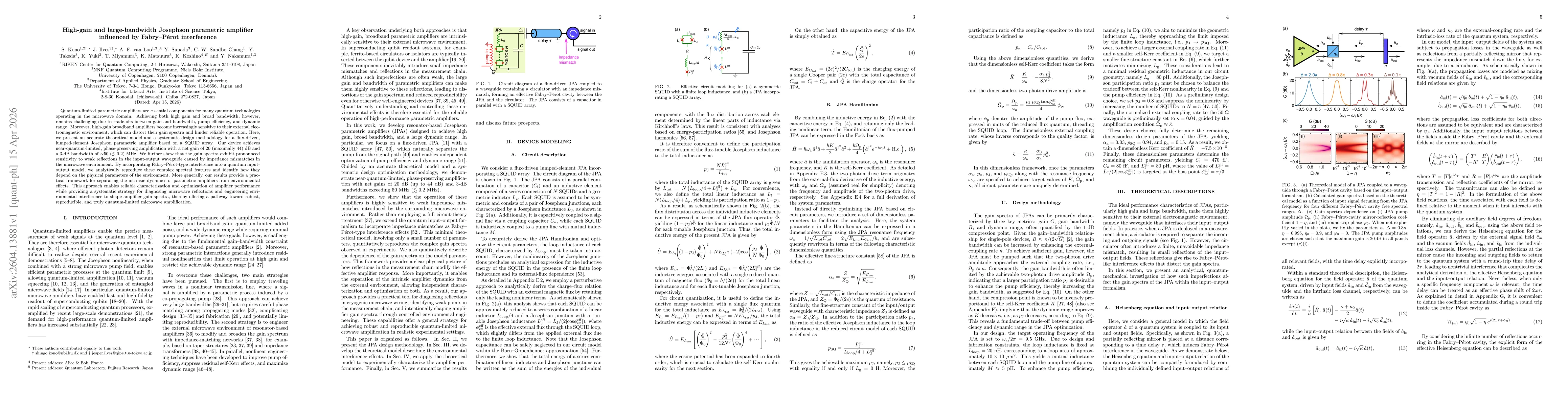 Thumbnail for High-gain and large-bandwidth Josephson parametric amplifier influenced by Fabry-Pérot interference