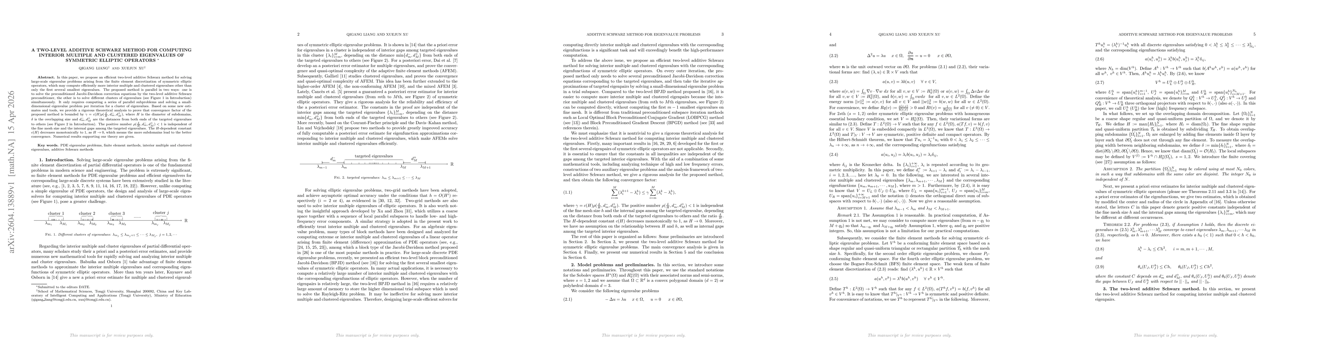 Thumbnail for A Two-Level Additive Schwarz Method for Computing Interior Multiple and Clustered Eigenvalues of Symmetric Elliptic Operators