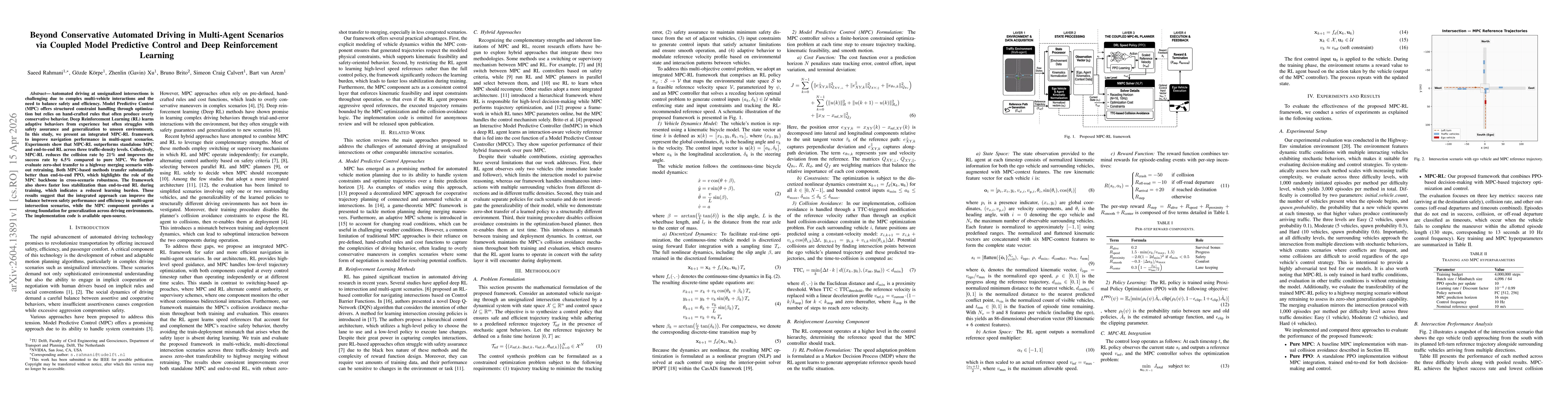 Thumbnail for Beyond Conservative Automated Driving in Multi-Agent Scenarios via Coupled Model Predictive Control and Deep Reinforcement Learning