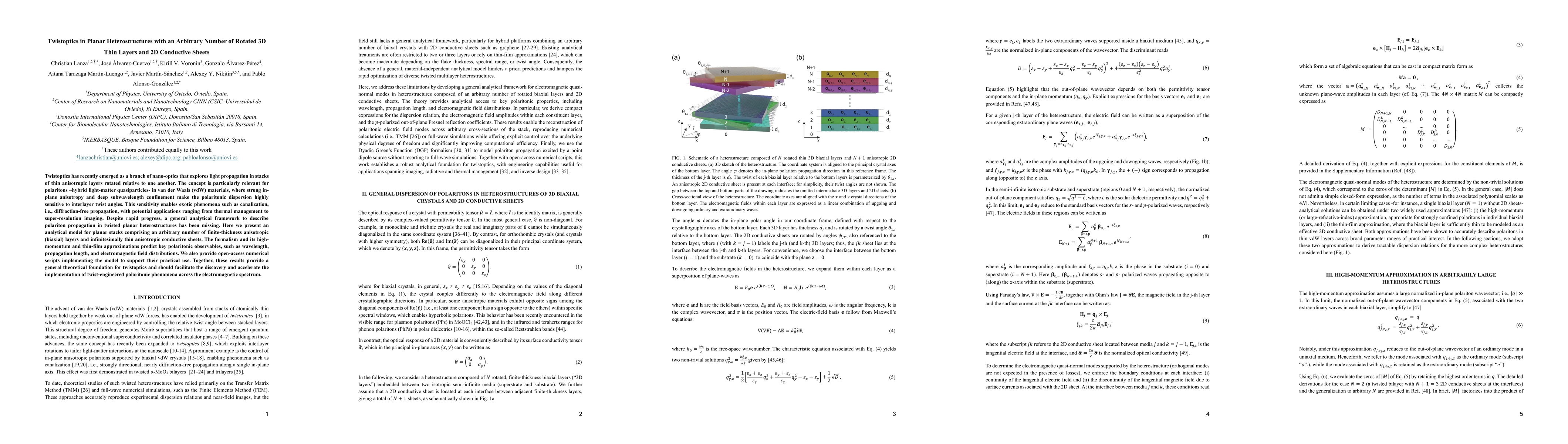 Thumbnail for Twistoptics in Planar Heterostructures with an Arbitrary Number of Rotated 3D Thin Layers and 2D Conductive Sheets