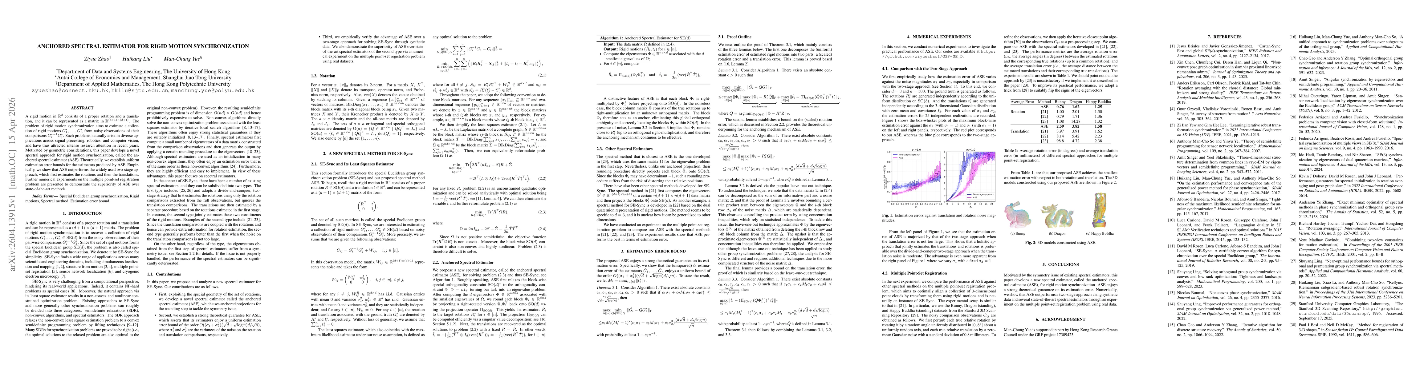 Thumbnail for Anchored Spectral Estimator for Rigid Motion Synchronization
