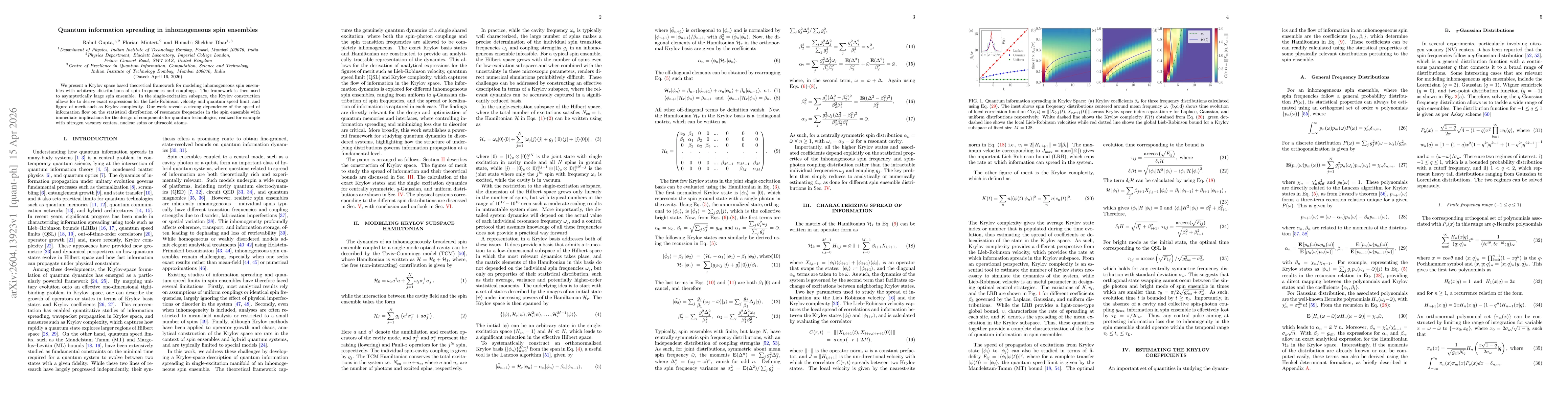 Thumbnail for Quantum information spreading in inhomogeneous spin ensembles