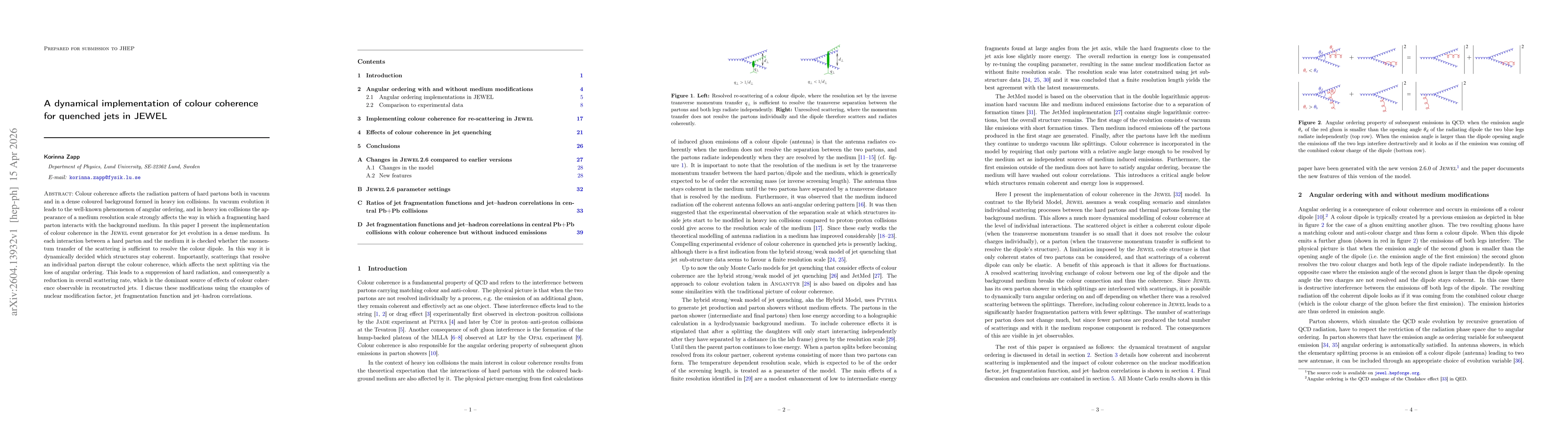 Thumbnail for A dynamical implementation of colour coherence for quenched jets in JEWEL