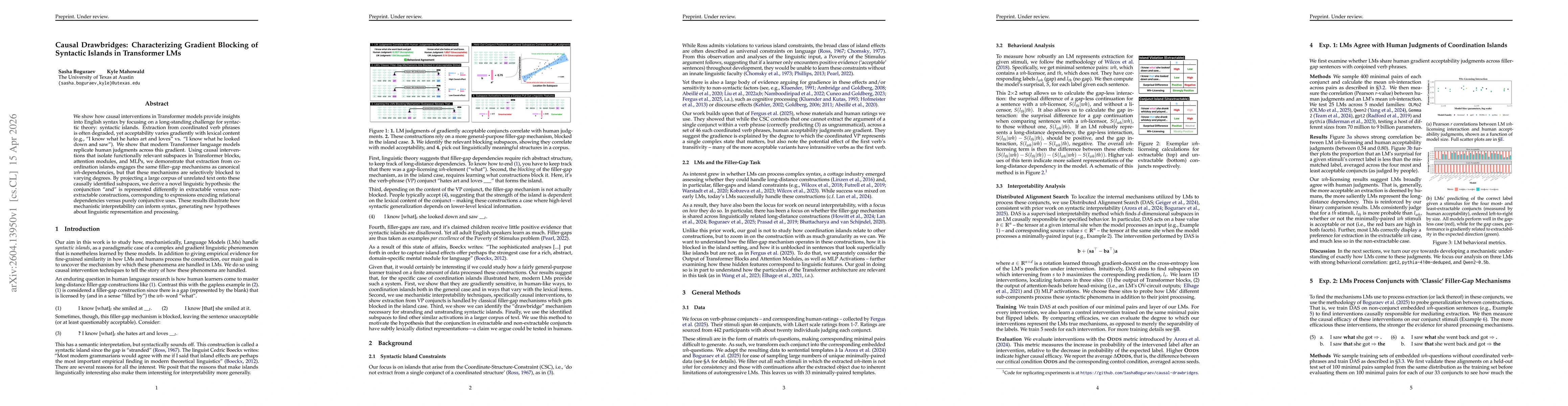 Thumbnail for Causal Drawbridges: Characterizing Gradient Blocking of Syntactic Islands in Transformer LMs
