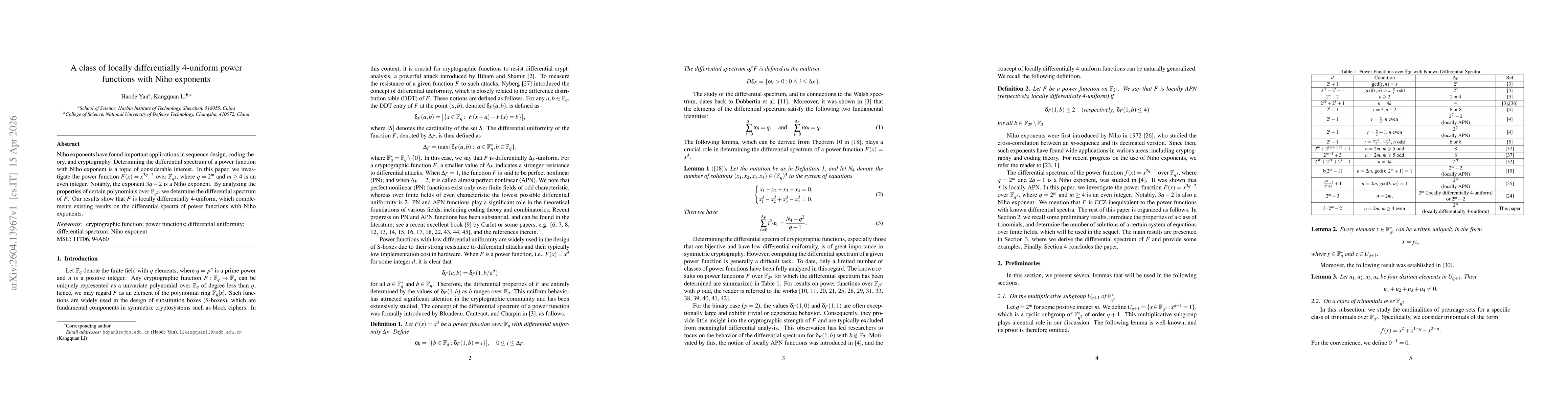 Thumbnail for A class of locally differentially $4$-uniform power functions with Niho exponents
