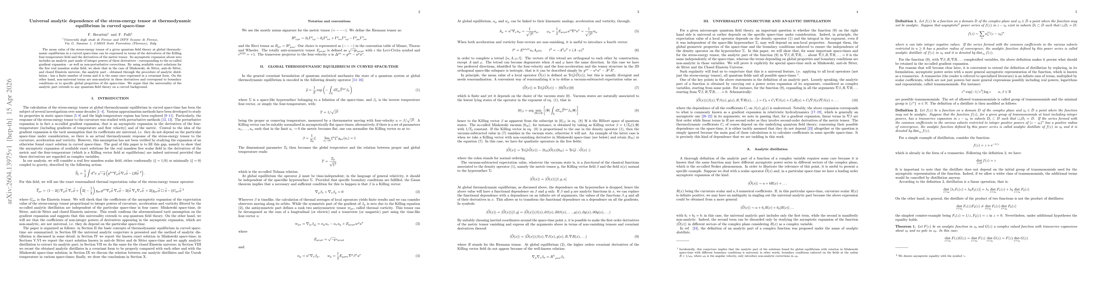Thumbnail for Universal analytic dependence of the stress-energy tensor at thermodynamic equilibrium in curved space-time