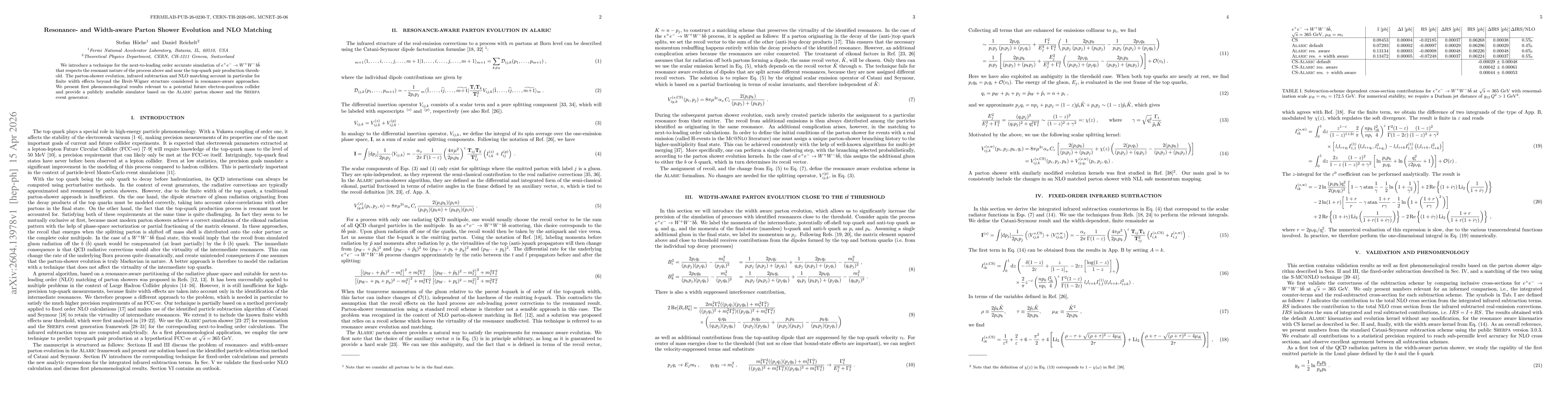 Thumbnail for Resonance- and Width-aware Parton Shower Evolution and NLO Matching