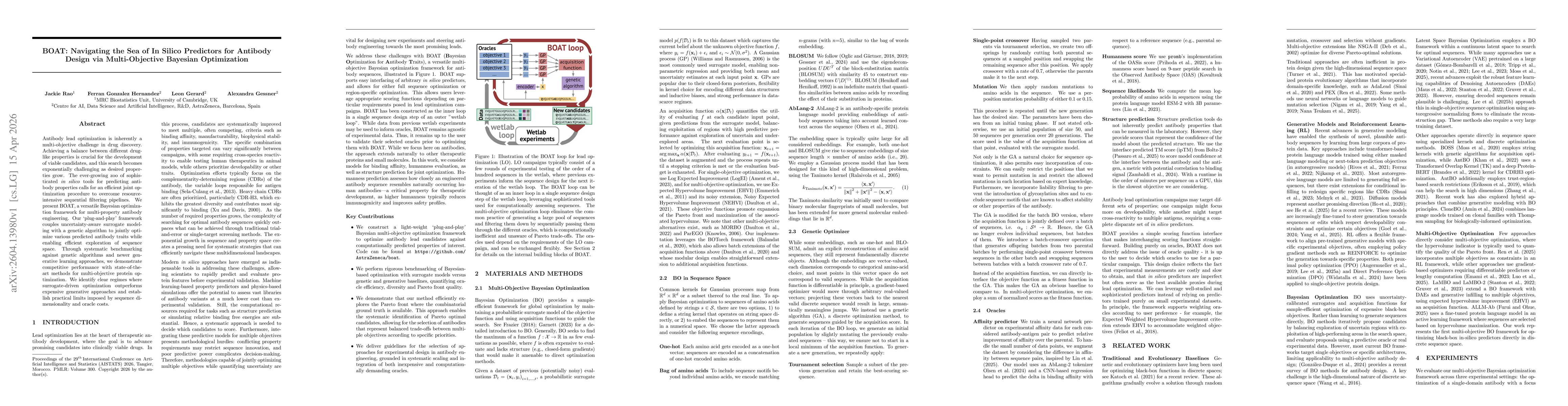Thumbnail for BOAT: Navigating the Sea of In Silico Predictors for Antibody Design via Multi-Objective Bayesian Optimization