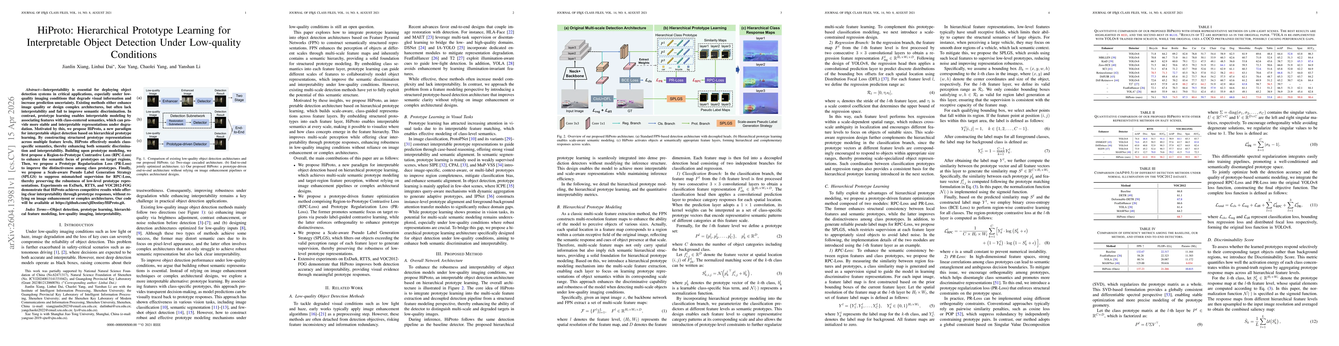 Thumbnail for HiProto: Hierarchical Prototype Learning for Interpretable Object Detection Under Low-quality Conditions