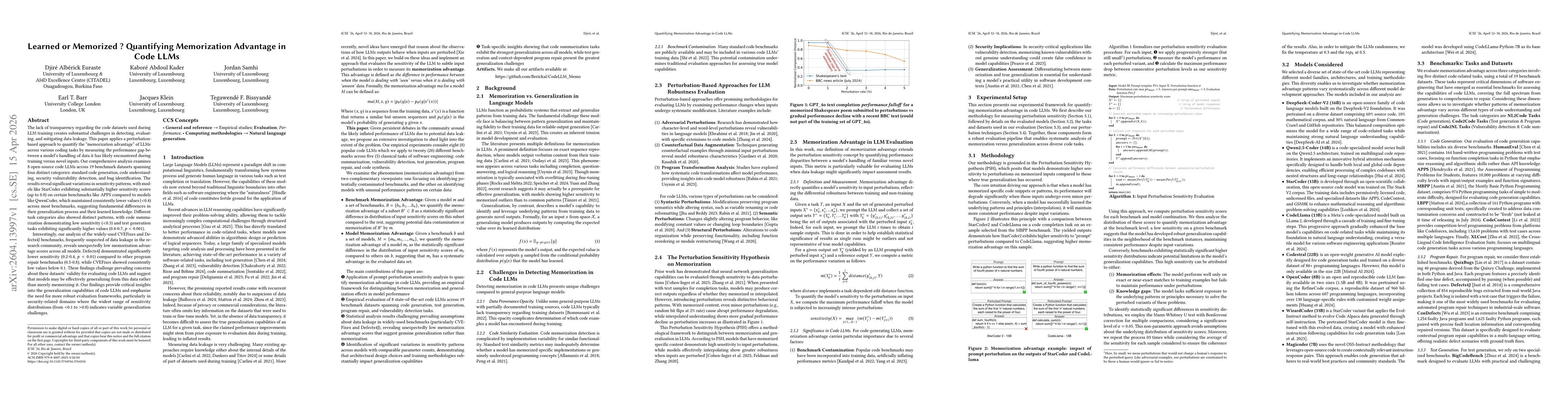 Thumbnail for Learned or Memorized ? Quantifying Memorization Advantage in Code LLMs