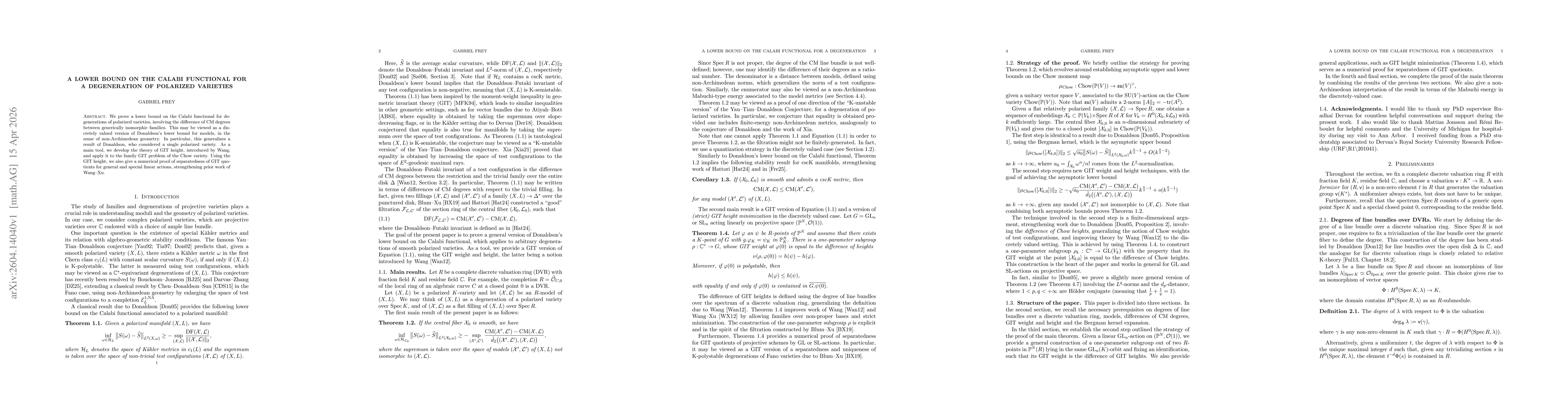 Thumbnail for A lower bound on the Calabi functional for a degeneration of polarized varieties