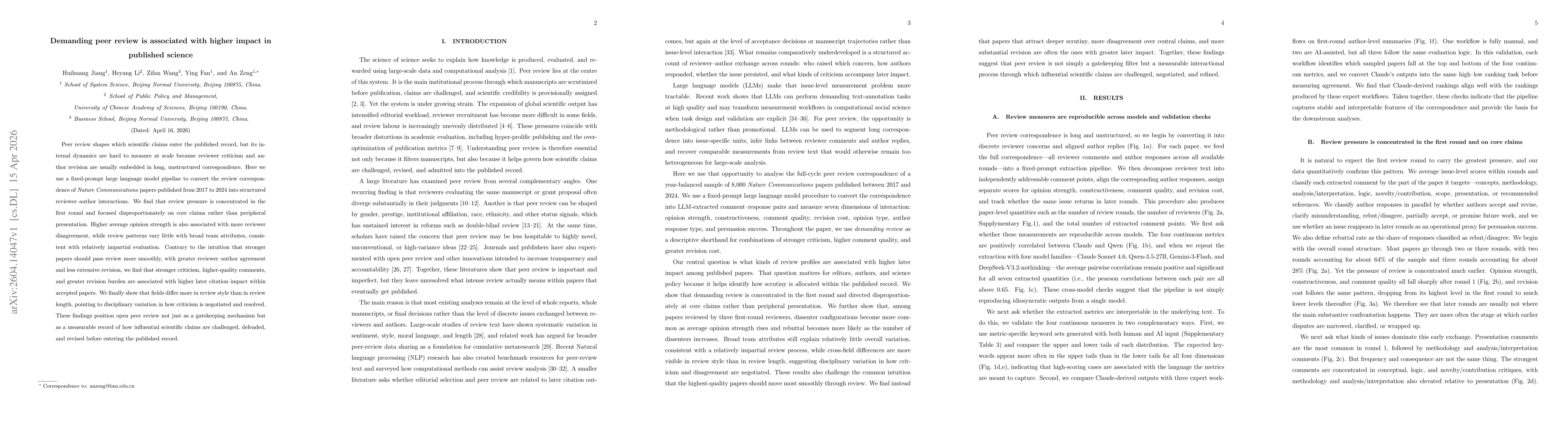 Thumbnail for Demanding peer review is associated with higher impact in published science