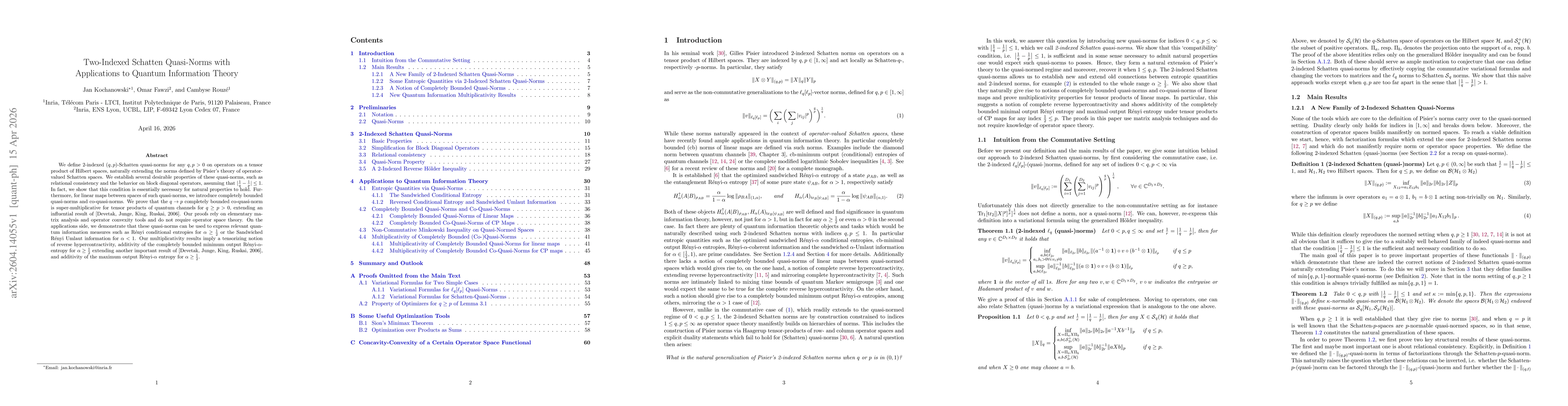 Thumbnail for Two-Indexed Schatten Quasi-Norms with Applications to Quantum Information Theory