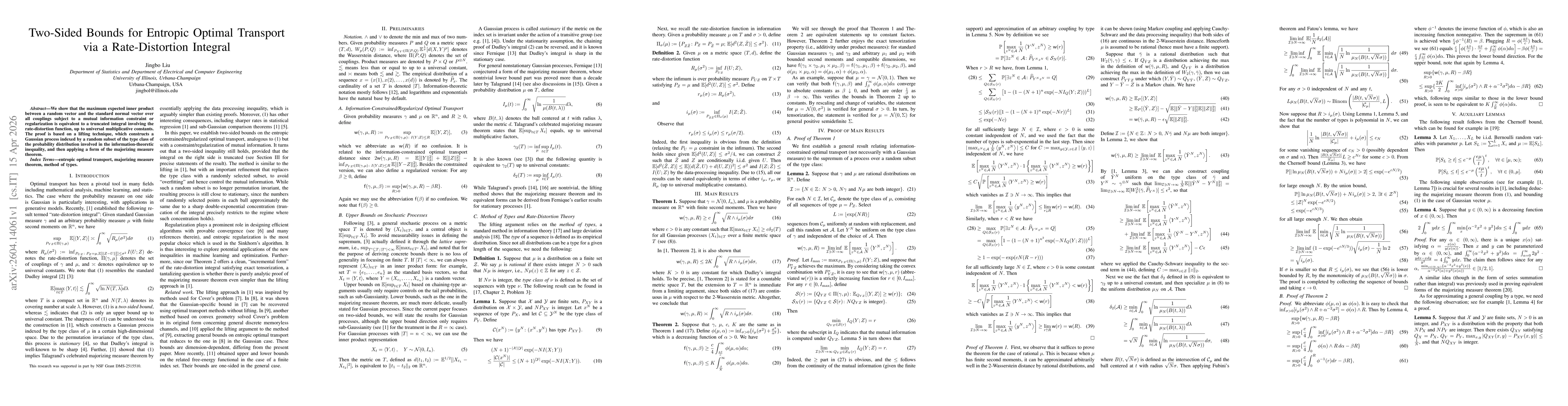 Thumbnail for Two-Sided Bounds for Entropic Optimal Transport via a Rate-Distortion Integral