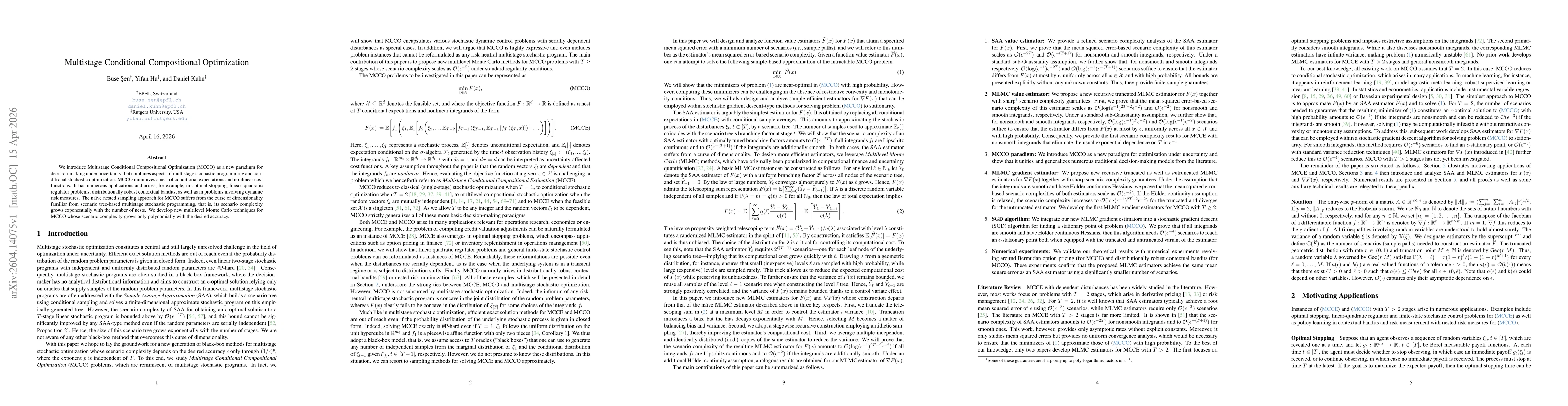 Thumbnail for Multistage Conditional Compositional Optimization