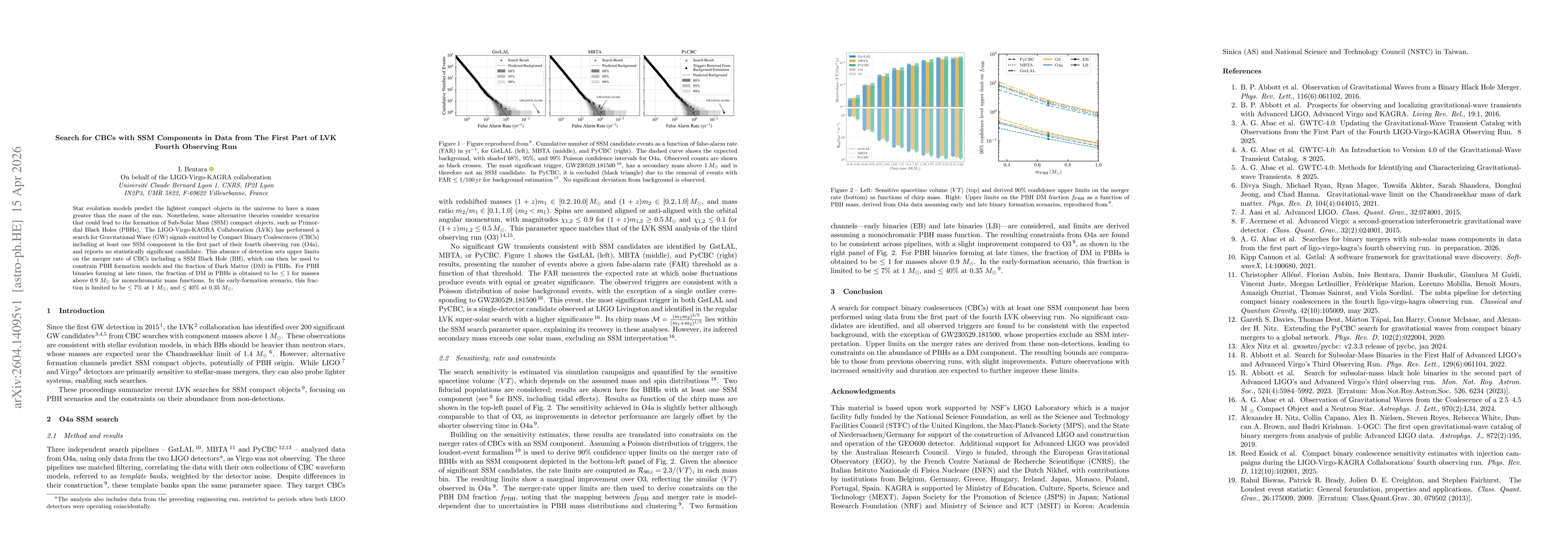 Thumbnail for Search for CBCs with SSM Components in Data from The First Part of LVK Fourth Observing Run