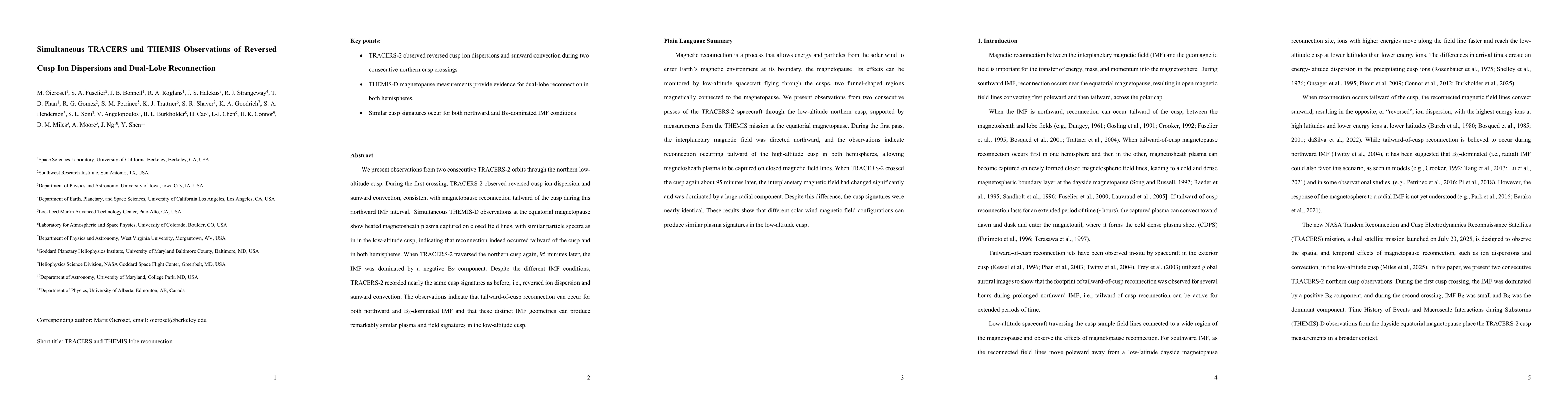 Thumbnail for Simultaneous TRACERS and THEMIS Observations of Reversed Cusp Ion Dispersions and Dual-Lobe Reconnection