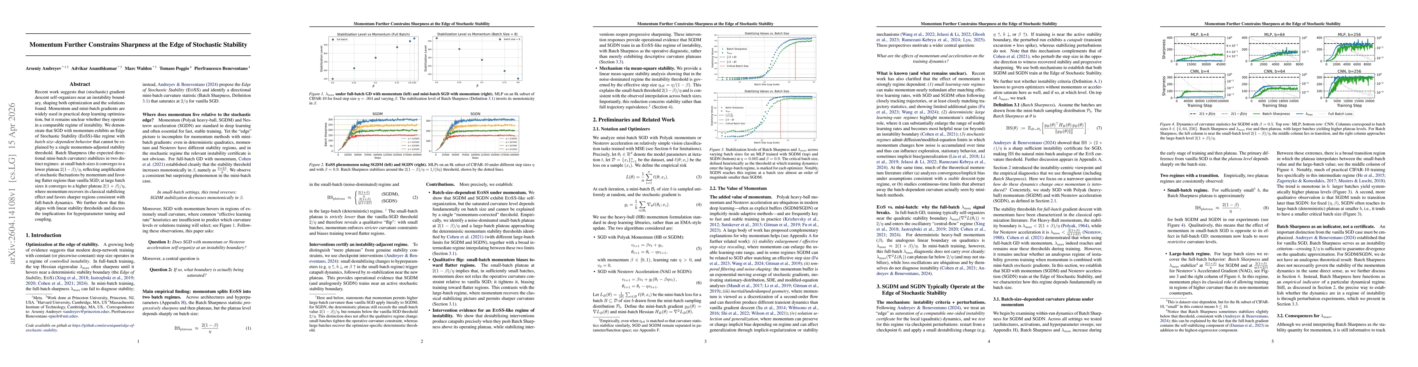 Thumbnail for Momentum Further Constrains Sharpness at the Edge of Stochastic Stability