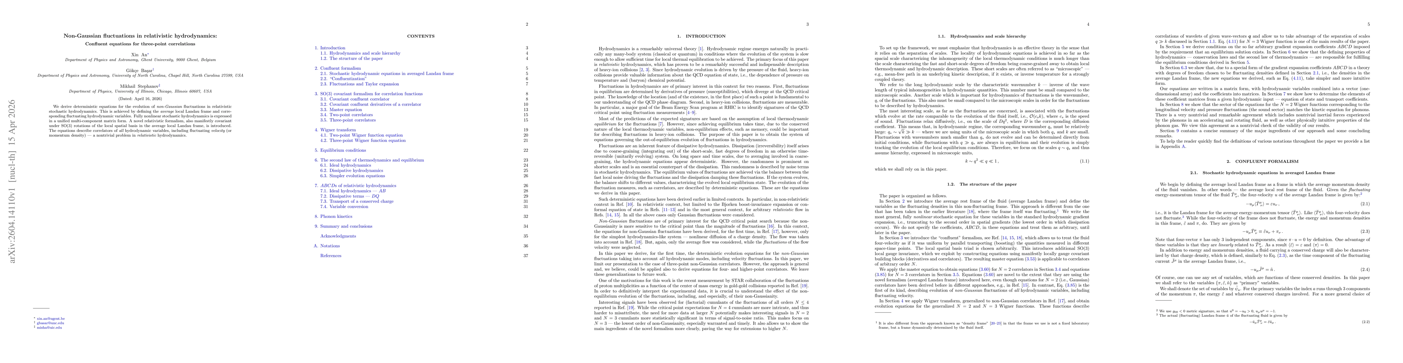 Thumbnail for Non-Gaussian fluctuations in relativistic hydrodynamics: Confluent equations for three-point correlations