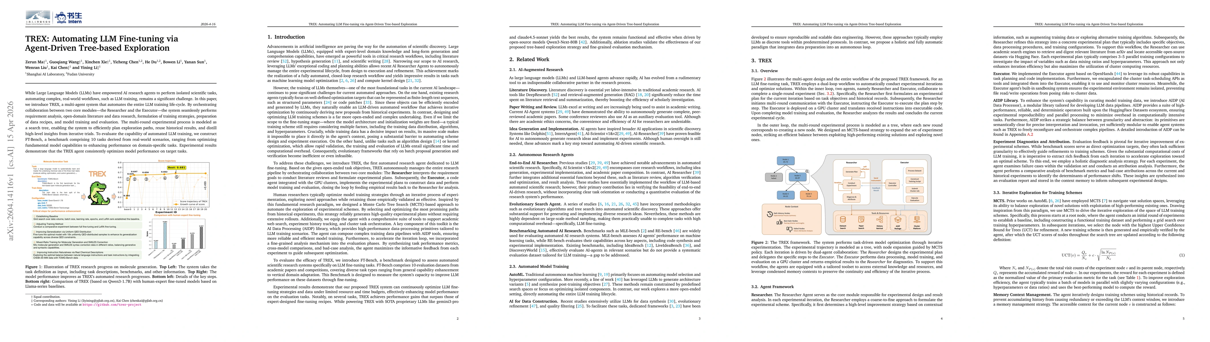 Thumbnail for TREX: Automating LLM Fine-tuning via Agent-Driven Tree-based Exploration
