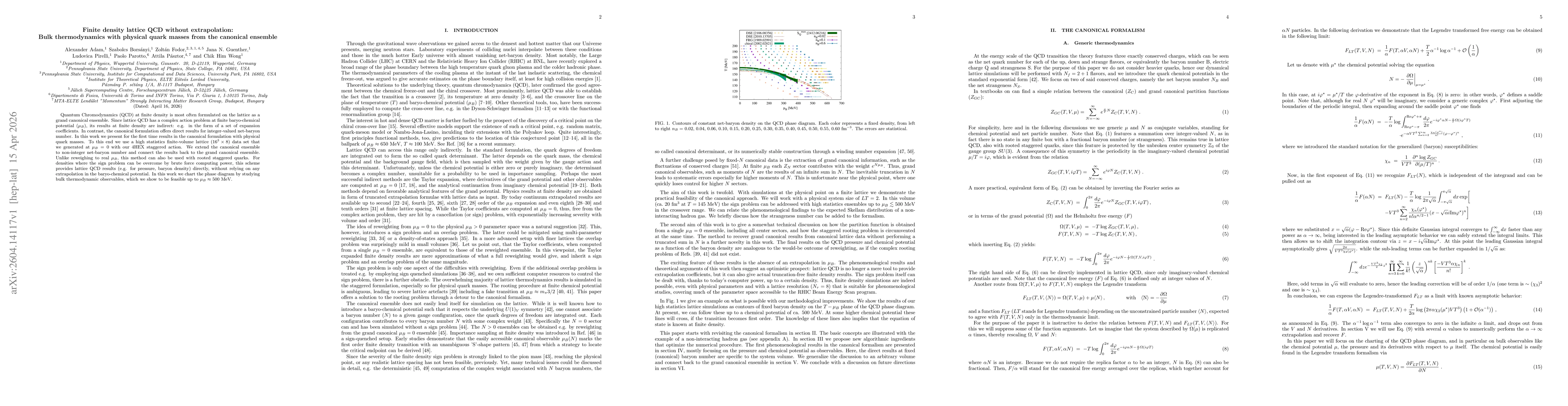 Thumbnail for Finite density lattice QCD without extrapolation: Bulk thermodynamics with physical quark masses from the canonical ensemble