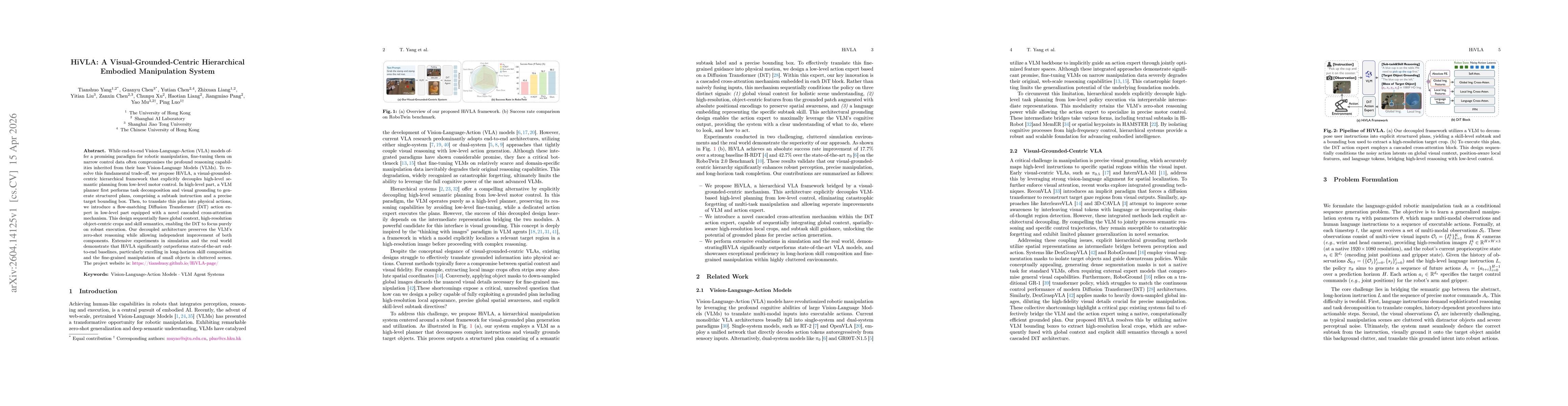 Thumbnail for HiVLA: A Visual-Grounded-Centric Hierarchical Embodied Manipulation System
