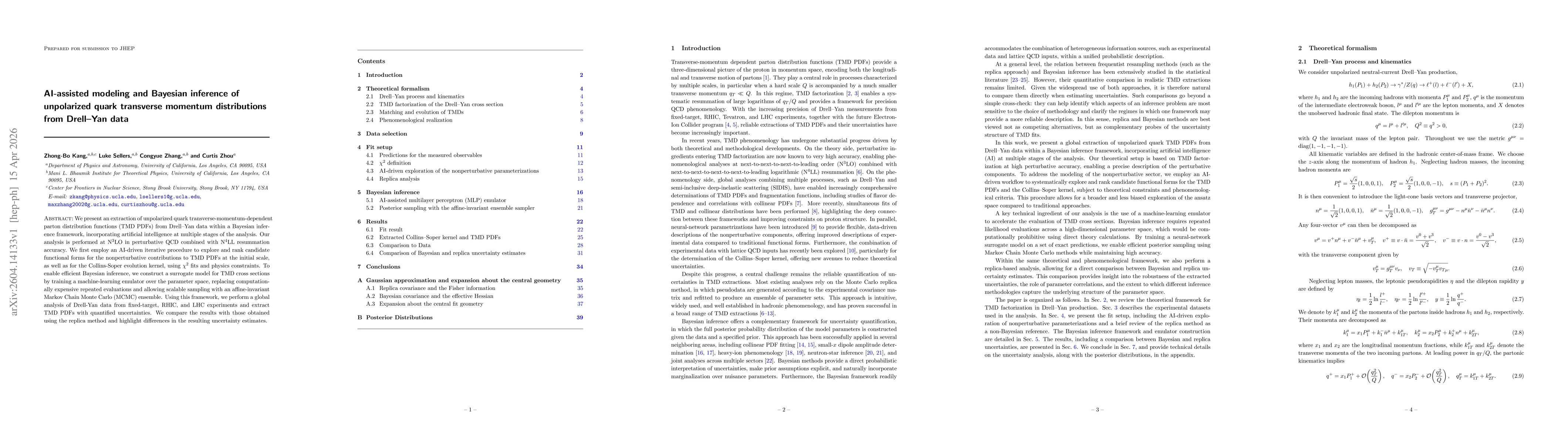 Thumbnail for AI-assisted modeling and Bayesian inference of unpolarized quark transverse momentum distributions from Drell-Yan data