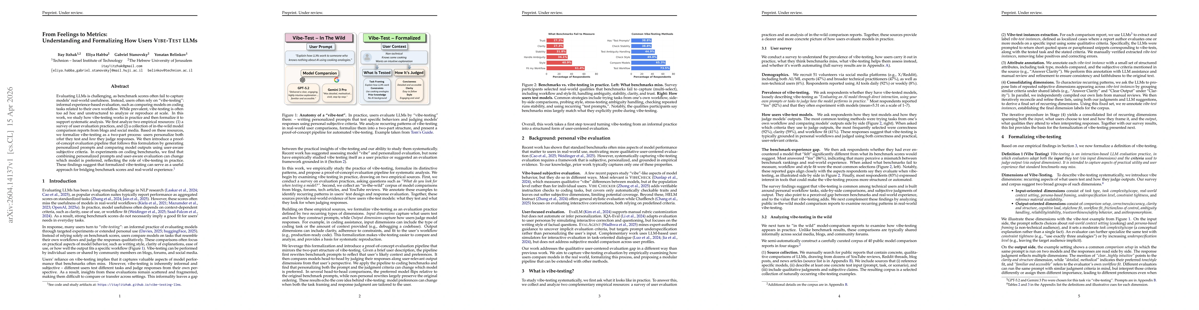 Thumbnail for From Feelings to Metrics: Understanding and Formalizing How Users Vibe-Test LLMs